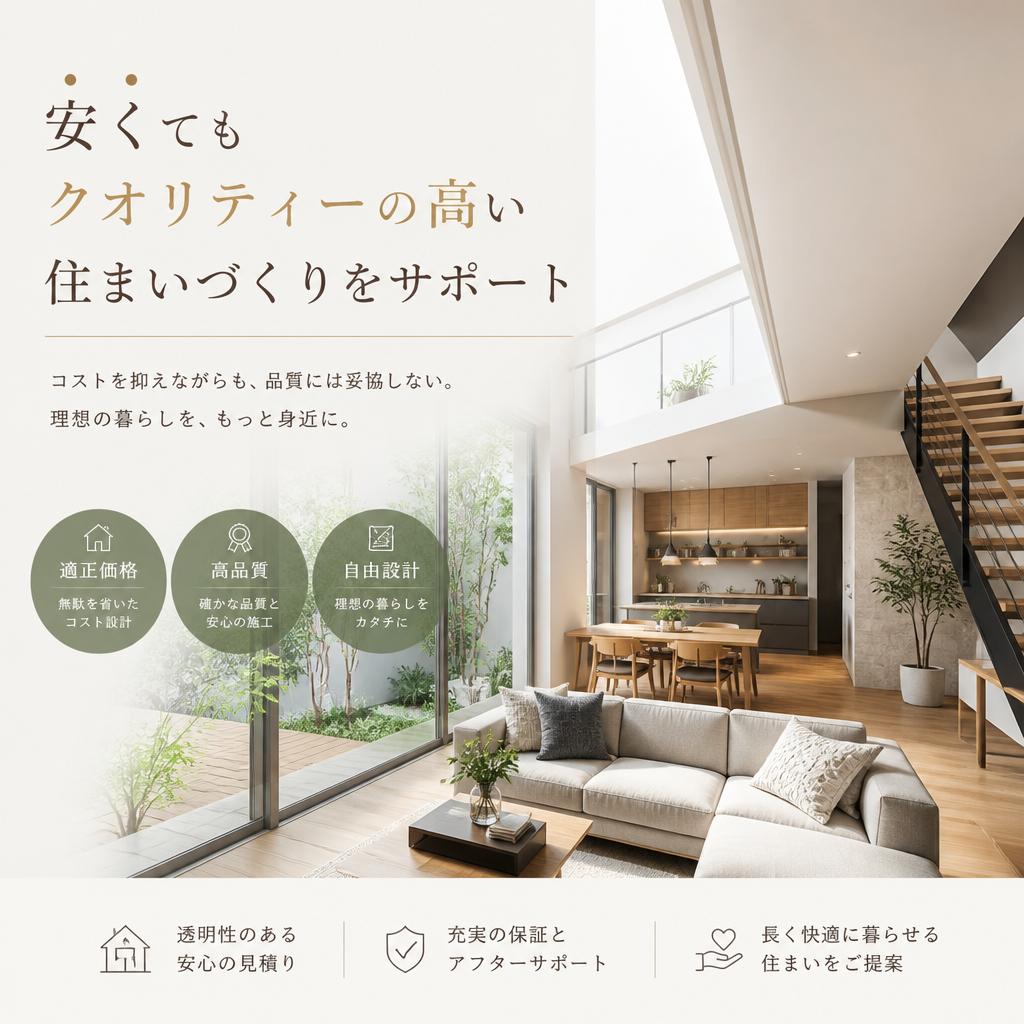 安くてもクオリティーの高い住まいづくりをサポート