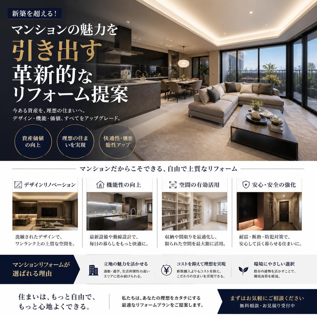 新築を超える！マンションの魅力を引き出す革新的なリフォーム提案