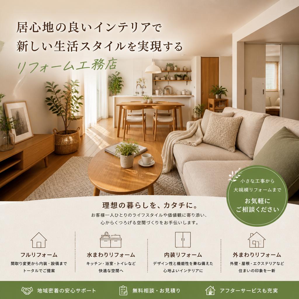 居心地の良いインテリアで新しい生活スタイルを実現するリフォーム工務店
