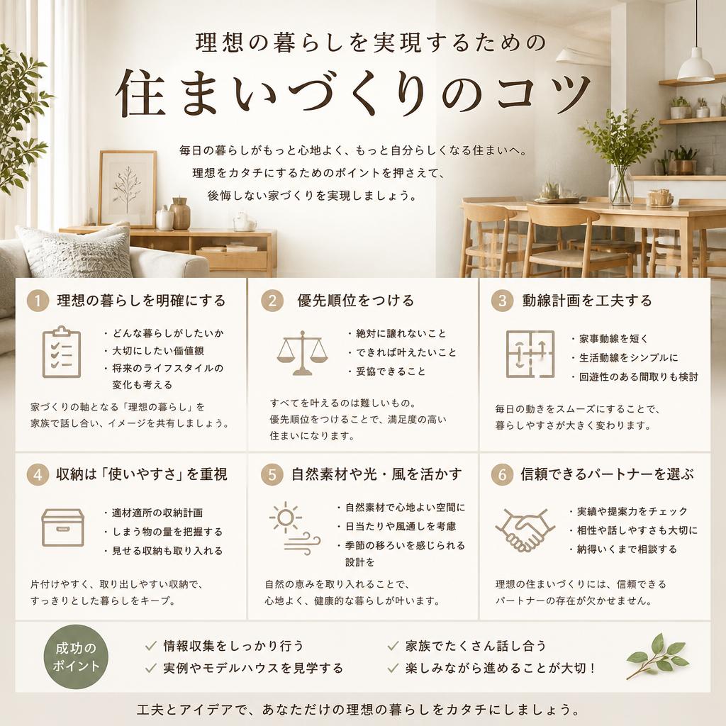 理想の暮らしを実現するための住まいづくりのコツ