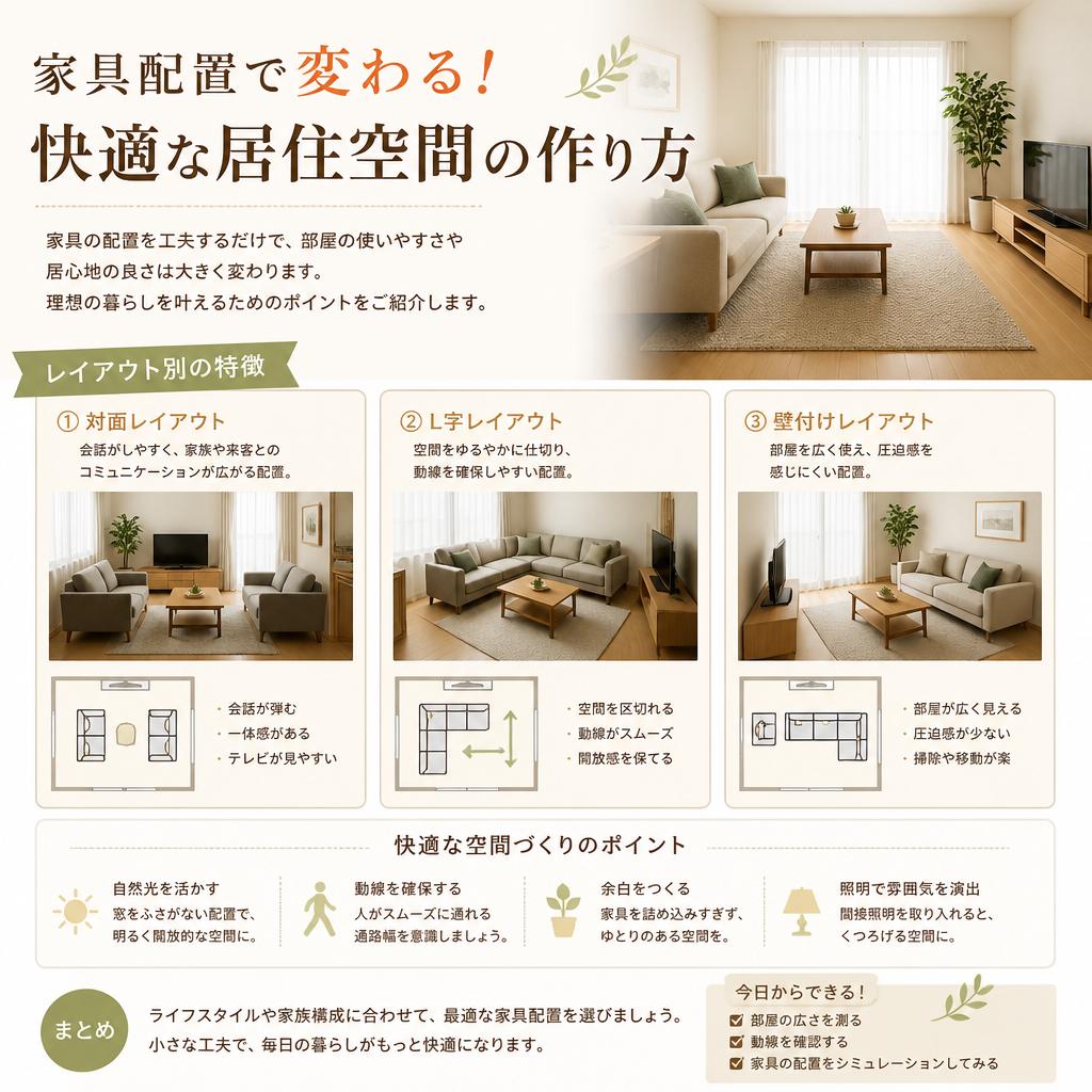 「家具配置で変わる！快適な居住空間の作り方」