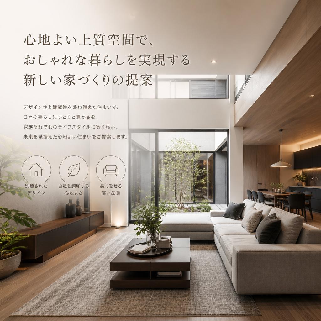 心地よい上質空間で、おしゃれな暮らしを実現する新しい家づくりの提案