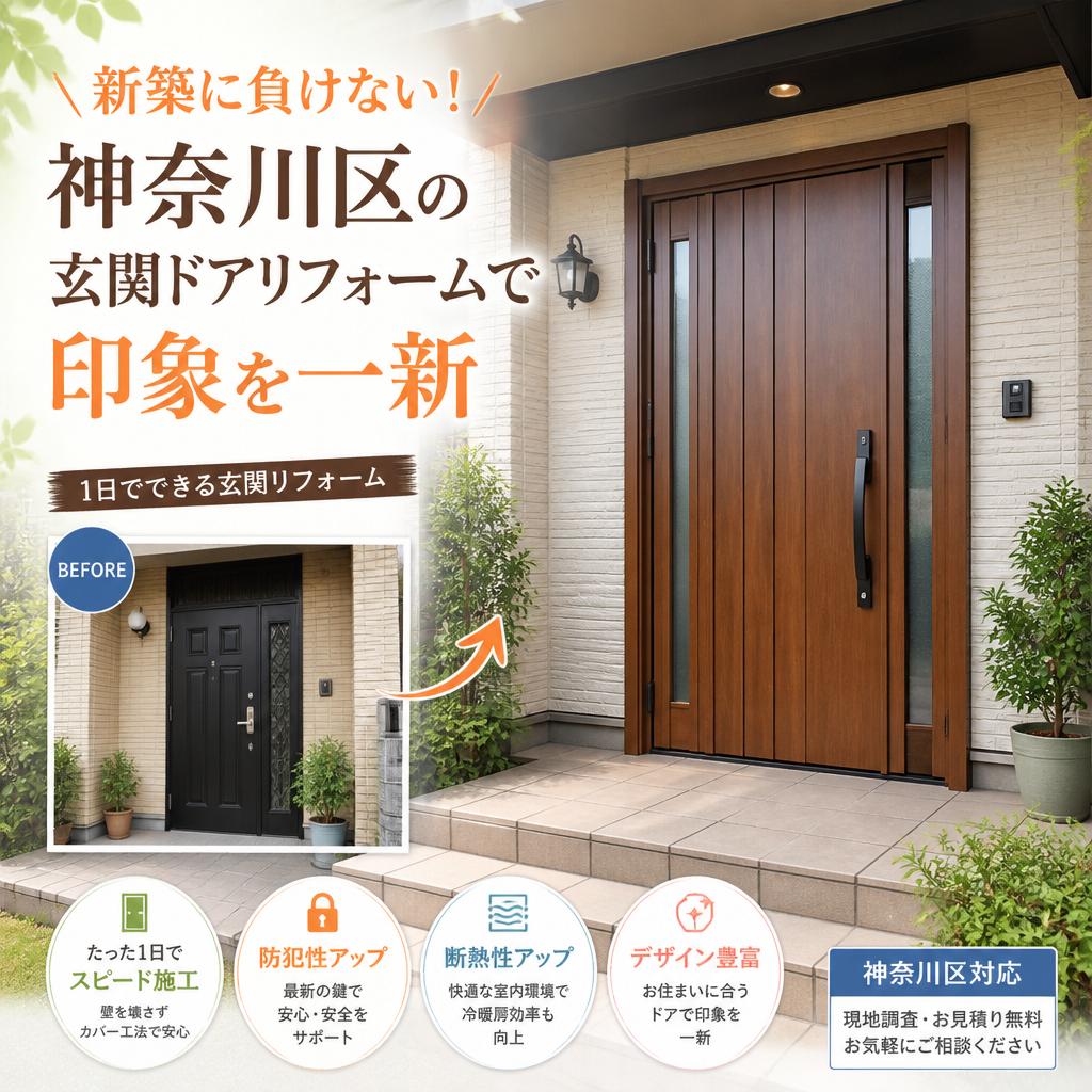 新築に負けない！神奈川区の玄関ドアリフォームで印象を一新