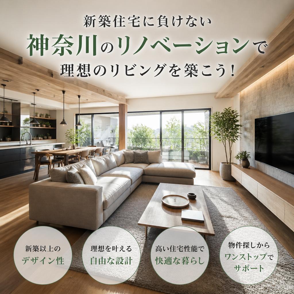 新築住宅に負けない神奈川のリノベーションで理想のリビングを築こう！