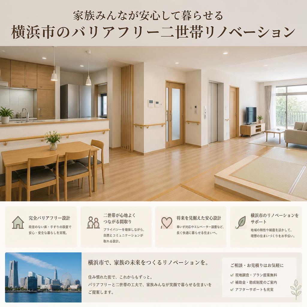家族みんなが安心して暮らせる横浜市のバリアフリー二世帯リノベーション