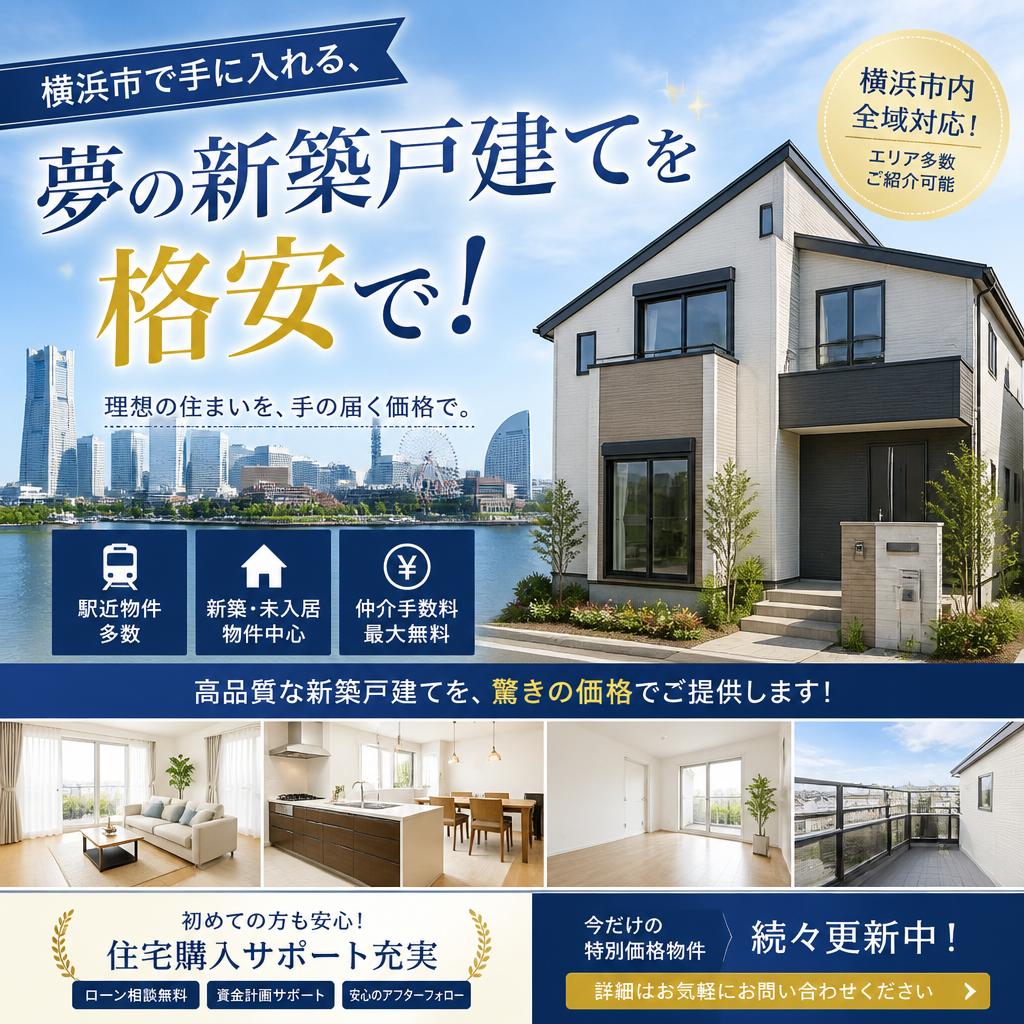 横浜市で手に入れる、夢の新築戸建てを格安で！
