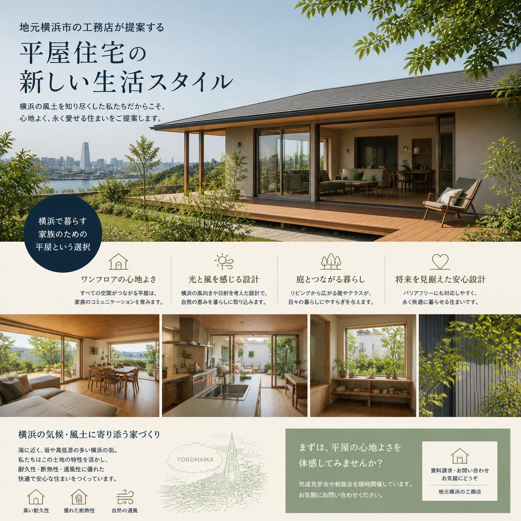 地元横浜市の工務店が提案する平屋住宅の新しい生活スタイル