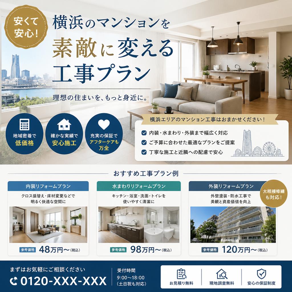 安くて安心！横浜のマンションを素敵に変える工事プラン